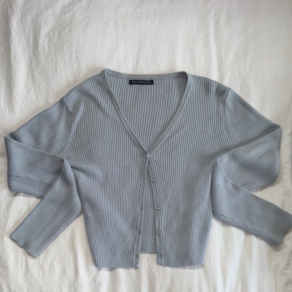 Brandy Melville Gray Cropped Cardigan Sweater